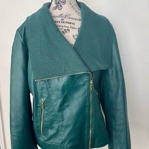 Green Leather& Knit Jacket